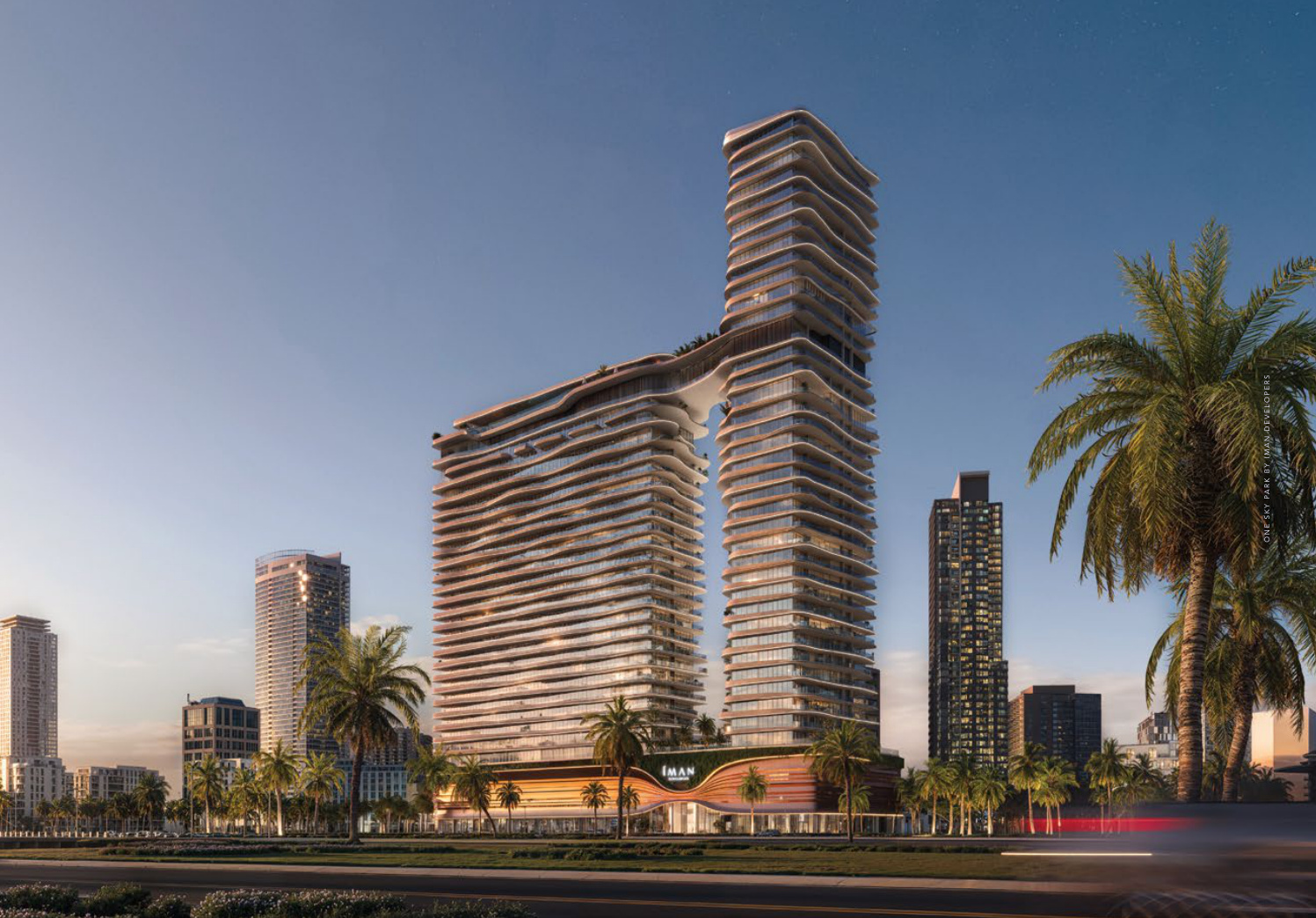 One Sky Park residential tower exterior